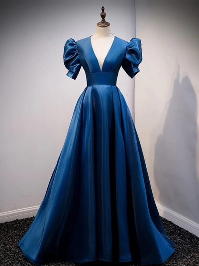 Princess A-Line V Neck Royal Blue Disney Princess Prom Evening Dresses