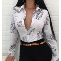 Long Sleeve Letter Print Shirt - Thumbnail 1