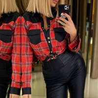 Casual Plaid Stitching Long-Sleeved Shirt - Thumbnail 2