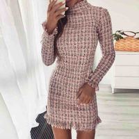 Pink Long Sleeve Casual Dress - Thumbnail 2