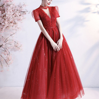 Red tulle short A line prom dress homecoming dress - Thumbnail 7