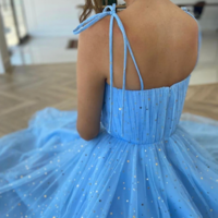 Tea Length Blue tulle prom dress , evening dress 2021 - Thumbnail 2
