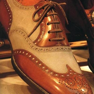 Mens beautifully design leather suede wingtip brogues fashion contrast oxford handmade lace up shoes - Thumbnail 3