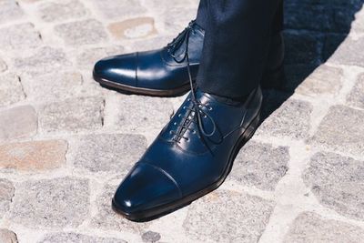 Stylish Handmade Navy Blue Captoe Design Fashion Men Shoes Sale