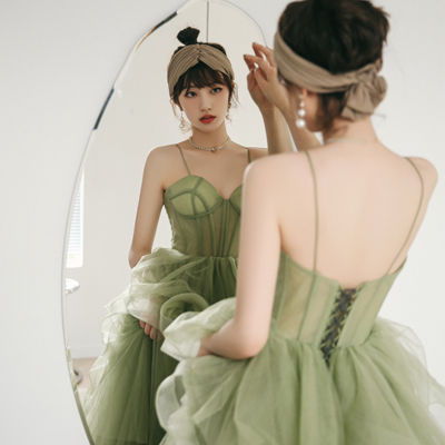 Sweetheart sage green tulle prom dress long formal dress - Thumbnail 3