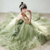 Sweetheart Sage Green Tulle Prom Dress Long Formal Dress - Thumbnail 4