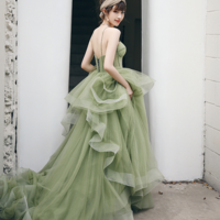 Sweetheart Sage Green Tulle Prom Dress Long Formal Dress - Thumbnail 3