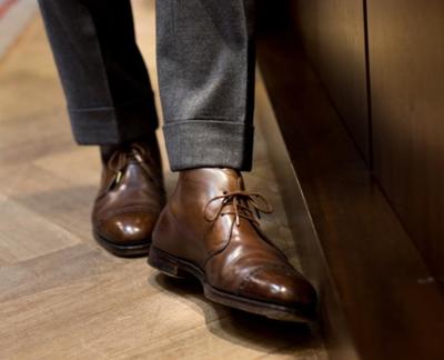 Mens Tobbaco Brown Leather Captoe Oxfords Chukka Lace Up Formal Dress Boot