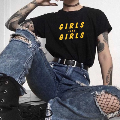 Free shipping-"girl likes girl" tee - Thumbnail 4