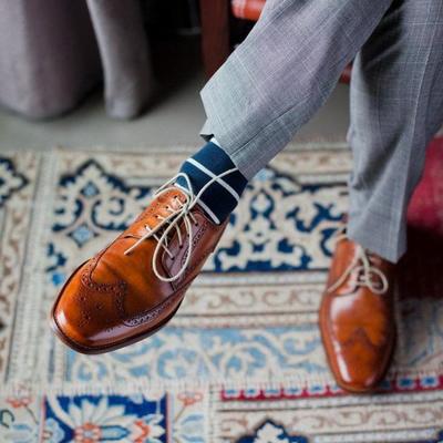 Mens handmade classic bespoke oxford lace up shoes, men handmade wingtip dress shoes - Thumbnail 4