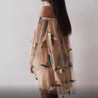 Temperament Women'S Bat Sleeve Loose Embroidered Dress - Thumbnail 4