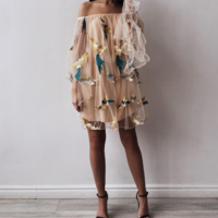 Temperament Women'S Bat Sleeve Loose Embroidered Dress - Thumbnail 3