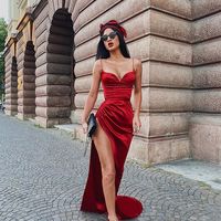 Charming Mermaid Sweetheart Straps Blue Ruffled Split Prom Dresses,2021 Evening Dresses,518 - Thumbnail 2