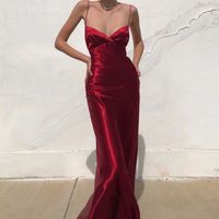 Sexy Sheath Spaghetti Straps Red Long Prom/Evening Dress with Backless,519 - Thumbnail 1