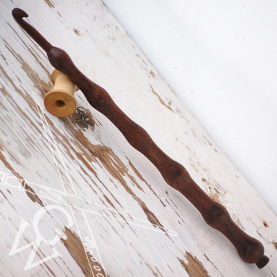 Walnut crochet "elder hook" k size 10in