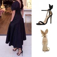 Rabbit Ear Super High Heel Versatile Sandals-Apricot S-442 - Thumbnail 4