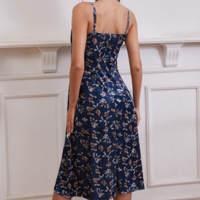 Temperament Sling Floral High Waist Dress - Thumbnail 2