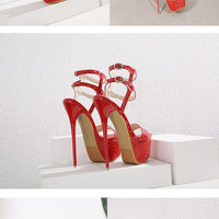 New sexy night club shoes thin heel waterproof platform ankle thin strap High Heel Sandals S-447 - Thumbnail 4