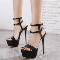 New sexy night club shoes thin heel waterproof platform ankle thin strap High Heel Sandals S-447 - Thumbnail 3
