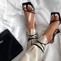 Clip toe square headband wine cup and high heel sandals-Light Brown S-450 - Thumbnail 1