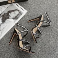 Letter ribbon high heeled sandals sexy thin heeled women's high heeled shoes S-451 - Thumbnail 2