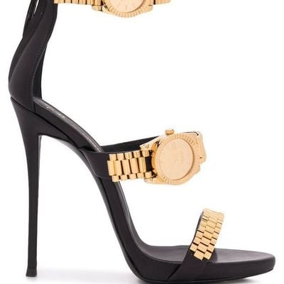 Fashion sexy gold watch decoration simple high heel sandals s-454