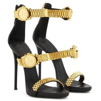 Fashion Sexy Gold Watch Decoration Simple High Heel Sandals S-454 - Thumbnail 3