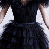 Black tulle long A line prom dress evening dress - Thumbnail 5