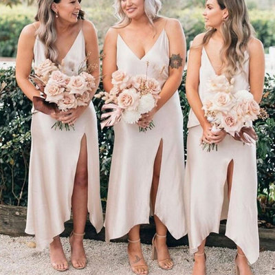 Spaghetti straps ankle length bridesmaid dresses - Thumbnail 4