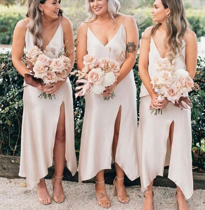 Spaghetti Straps Ankle Length Bridesmaid Dresses