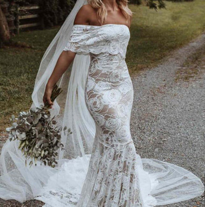 Strapless Lace Mermaid Wedding Dresses Bridal Gown