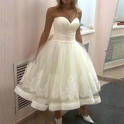Sweetheart ankle length bridal gown wedding dresses - Thumbnail 4