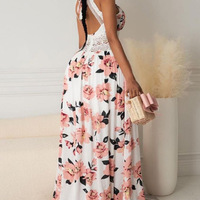 V-Neck Floral Sexy Lace Sling Dress - Thumbnail 2