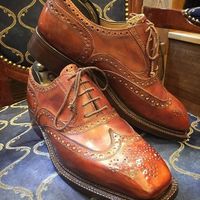 Men Handmade Classic Cheap Price Wingtip Brownish Leather Lace Up Shoes - Thumbnail 2