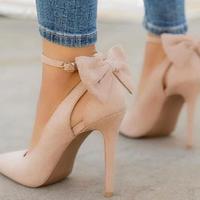 Women Cute Bowknot High Heels S-462 - Thumbnail 1