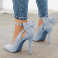 Women Cute Bowknot High Heels S-462 - Thumbnail 4