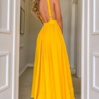 Solid Color Sexy Sleepless Backless Sling Dress - Thumbnail 1