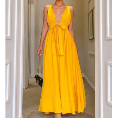 Solid Color Sexy Sleepless Backless Sling Dress