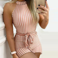 Fashion Women'S Sleeveless Striped Jumpsuit - Thumbnail 1