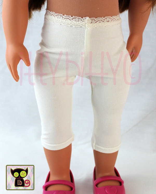 Ivory Knit Cropped Leggings for 18" Dolls - itty.bitty