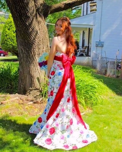 Princess Mermaid Strapless Floral Printed Long Prom Evening Dresses