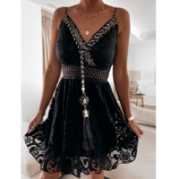 Fashion Sexy Strapless Lace Sling Dress - Thumbnail 1
