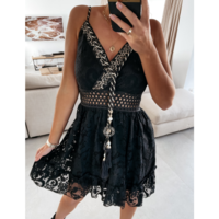 Fashion Sexy Strapless Lace Sling Dress - Thumbnail 3