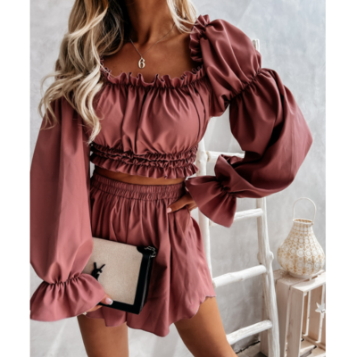 Fashion temperament backless one-shoulder two-piece suit - Thumbnail 4