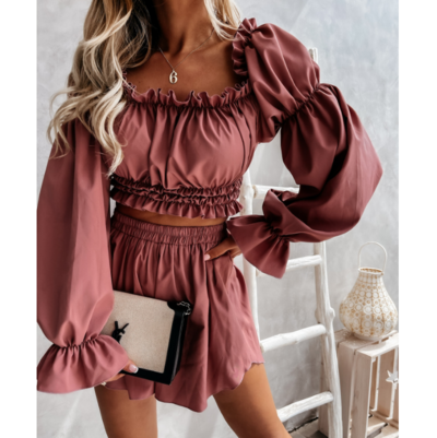 Fashion Temperament Backless One-Shoulder Two-Piece Suit