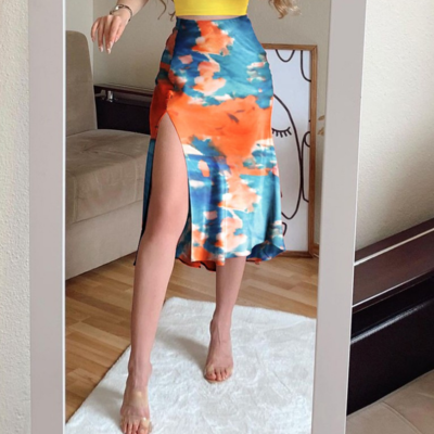 Design printed chiffon two-piece set