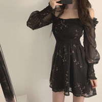 Temperament Strapless Chiffon Casual Floral Dress - Thumbnail 1