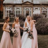 SP1484,Pink A-Line V Neck Chiffon Long Bridesmaid Dresses,Pink Long Wedding Party Gown - Thumbnail 1