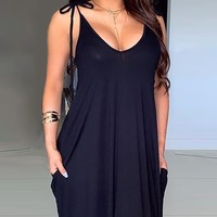 Sling Loose Casual Sleepless Dress - Thumbnail 2