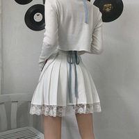 Gothic Lace Hem Pleated Skirt - Thumbnail 3